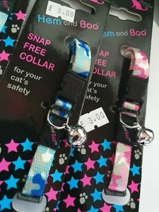Hem and Boo Snap Free cat safety Collar Camoflage pink or blue - Picture 1 of 5