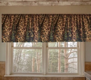 Leopard, Cheetah, Wild Cat, Valance 42"W X 15"L Window Curtain Checkered Flag - Picture 1 of 2