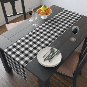 Plaid bianco/nero - Runner da tavolo (cotone, poli) - Foto 1 di 21