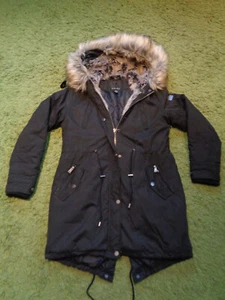 AMISU Parker mit Steppfutter + Webpelzkapuze -warm- schwarz - Grösse 36 / Jacke - Bild 1 von 10