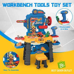 Kids 78pcs Workbench Tool Bench Construction Toy Set Pretend Role Play Gift - Picture 1 of 9