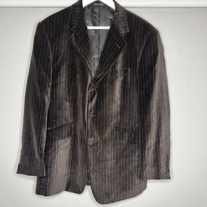 Adolfo Men Velvet Blazer Sport Coat 38S Stripe 3 Button Collegiate Romantic Sexy - Picture 1 of 13