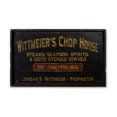 Custom Distressed Chop House Proprietor Sign -Rustic Hand Made Wooden - Image 1 of 3