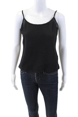 Camiseta sin mangas Armani Collezioni para mujer texturizada transparente cuello redondo camisola azul marino talla 12 Foto 1 de 4