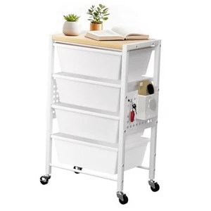Rolling Cart with 4 Drawers, Plastic Drawer Storage Carts with Lockable Wheels - Picture 1 of 8