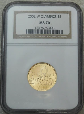 2002-W $5 Gold Olympics NGC MS70 almost 1/4 oz. Gold #K383 - Image 1 of 4
