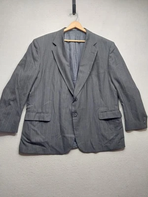 VTG TownCraft Blazer Jacket 50R Wool Blend Charcoal Gray Pinstripped Sport Coat - Image 1 of 4