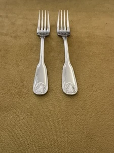 (2) Salad Forks SABATIER STAINLESS "COTE D'AZURE" - Shell Pattern - Picture 1 of 7