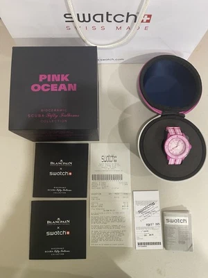 BLANCPAIN x SWATCH SCUBA FIFTY FATHOMS PINK OCEAN 42.3mm NEW WITH RECEIPT - Image 1 of 4