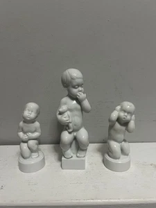 Vintage Bing & Grondahl-3 Young All White Putties Figurines-Denmark  6 1/2" - Picture 1 of 9