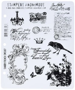 Tim Holtz Cling Stamps 7"X8.5", Shabby French - Picture 1 of 2