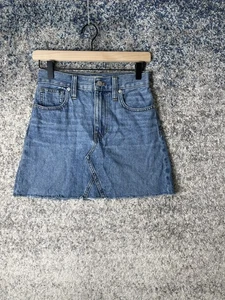 Madewell Rock Damen 23 blau Denim A-Linie starr hoher Bund ausgefranst Mini Freizeit - Bild 1 von 9