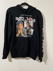 CHEMISTRY TUPAC SHAKUR POETIC JUSTICE black pullover hoodie NWT sz S Y2K pocket - Picture 1 of 14