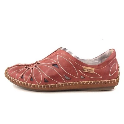 Pikolinos Jerez Mocasín Sin Cordones Pisos EUR 37 Mujer Talla 6.5-7 Rojo Cuero Perf Foto 1 de 4