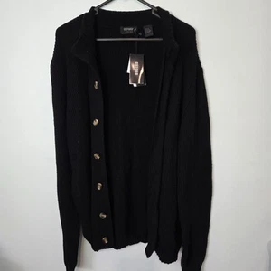 Oxford Size XXL Black Wool Rich Lenny Button Up Cardigan Brand New with Tags - Picture 1 of 10