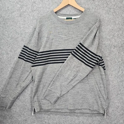 Sudadera De Colección J Crew Oarsman Rugby Hombres L Gris Negro Rayas Codo Parche Años 80 Foto 1 de 4