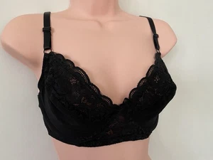 M&S black lace edge design non padded underwired bra Size 32D New - Picture 1 of 5