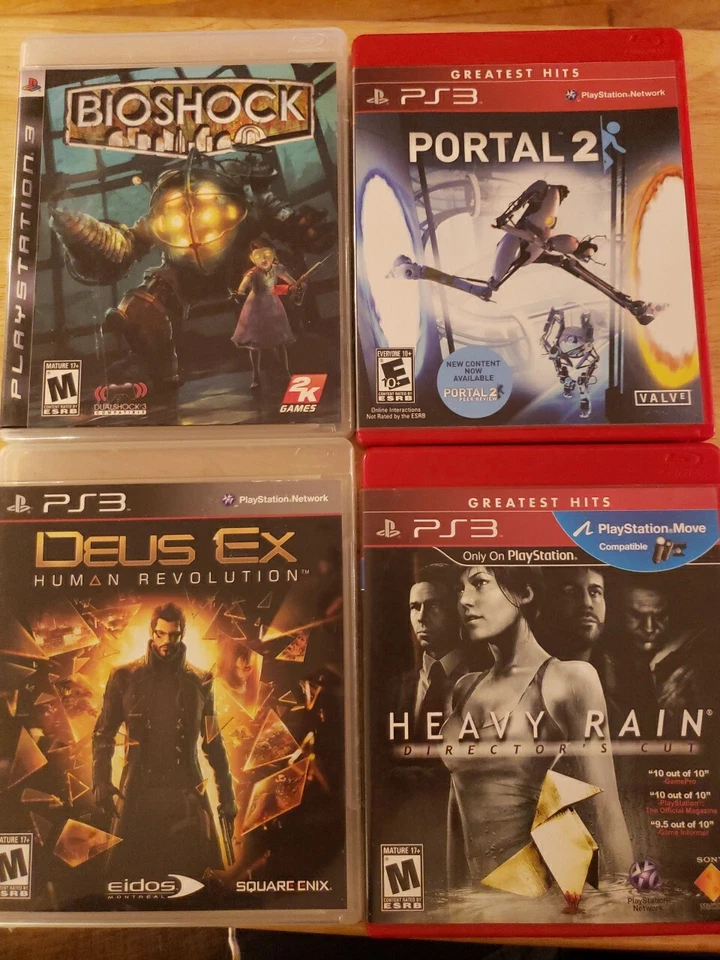 Lot Of PS3 Heavy Rain, Portal 2, Deus Ex,  BioShock, Sony PlayStation 3 PS3 CIB  - Image 1 of 4