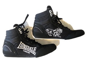 lonsdale black leather trainers