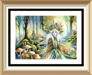 Brian Froud Style Fairy Art Print GWENHWYFAR Celtic QUEEN Wood Spirit Myth G23 - Picture 1 of 1