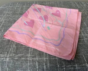 Vintage Pink Square Scarf 1980s Hearts Paris Accessories Brand 22.5"x23" - Picture 1 of 5