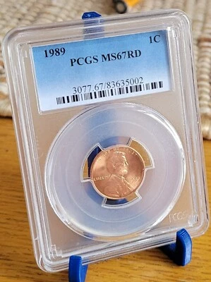 1989 PCGS MS67RD Lincoln Cent - Image 1 of 2