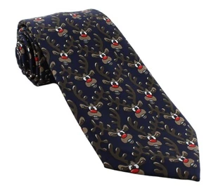 Michelsons of London Navy Rudolph Polyester Tie - Picture 1 of 4