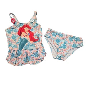 Disney Collection Girls Tankini Two Piece Swimsuit 9/10 Little Mermaid Sea Life - Picture 1 of 13