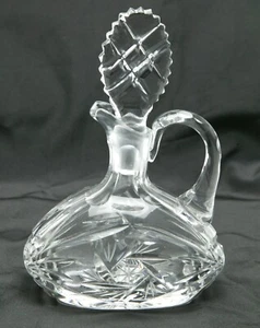 Vintage Crystal Clear Cut Glass Cruet 7" W/Stopper For Oil & Vinegar. W. Germany - Picture 1 of 6