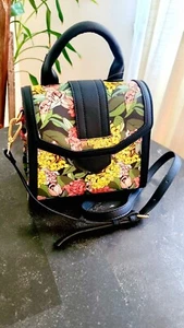 Steve Madden Black Floral Aubriel Satchel Women Handbags Purse - Picture 1 of 5