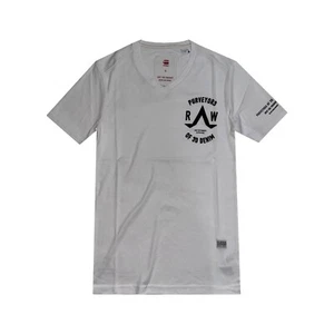 G-STAR Men's White Drego V-Neck Short Sleeve Tee RRP £35 - Picture 1 of 2