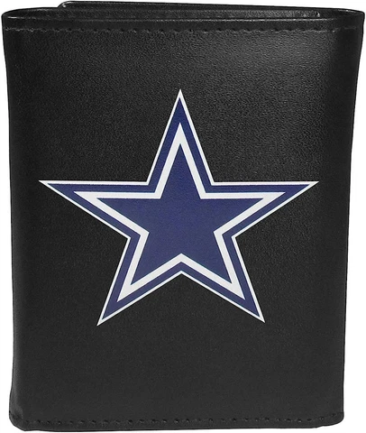 Siskiyou Sports NFL Dallas Cowboys Tri-fold Wallet Large Logo, Black Cover