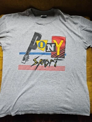 Camiseta Pony Deportiva Atlética Playa Voleibol Gris Hecha en EE. UU. De Colección Años 90 Foto 1 de 4