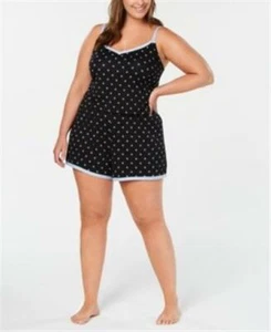Alfani Womens Plus Comfy Sleepwear Pinwheel Floral Black Blue Romper Pajama 3X - Picture 1 of 1