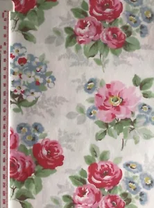 51cm x 46cm Wide Cath Kidston Regal Rose on White 100% cotton Duck Fabric new - Picture 1 of 8