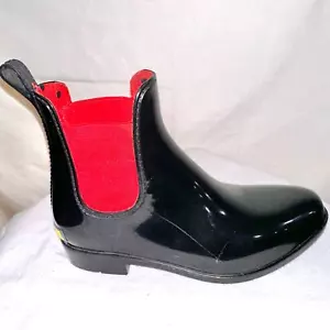 Botas de Lluvia Lauren Ralph Lauren Talla 6 Tally-Bo-Rai Negras Rojas PVC Con Caja USADAS - Imagen 1 de 15