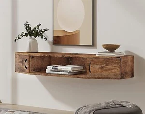 Floating TV Stand Wall Mounted TV Shelf Entertainment Center,Rustic Brown - Picture 1 of 8