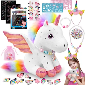 74Pcs Unicorn Toys for Girls, Unicorn Plush Toys Box for Girls Age 3 4 5 6 7 8 9 - Picture 1 of 12