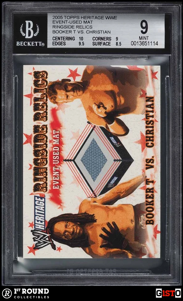 POP 1: Booker T Christian BGS 9: 2005 Topps Heritage Event Used Mat Relics Gisto - Image 1 of 3