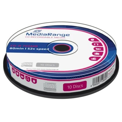 Cd Rohlinge 10 Stück 700 MB 80 Min. 52x Media Range,CD-R 10 Spindel Cakebox - Bild 1 von 2