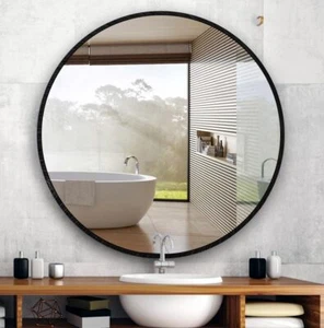 round Mirror 30 Inch Black Bathroom Circle Vanity Mirror for Wall Decor with ... - Picture 1 of 1