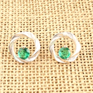 Paraiba Tourmaline Gemstone 925 Sterling Silver Handmade Jewelry Earrings 0.64" - Picture 1 of 6