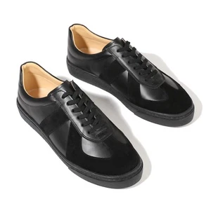 Tenis deportivas Firenze Atelier para hombre hechas a mano de cuero negro entrenadores del ejército alemán - Imagen 1 de 24
