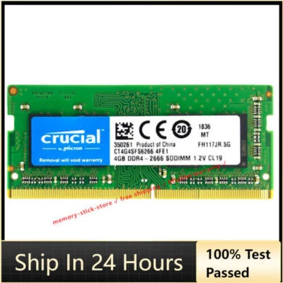 CRUCIAL 4GB DDR4 2666 PC4-21300 Laptop 260-Pin SODIMM Notebook Memory RAM 4G - Image 1 of 4