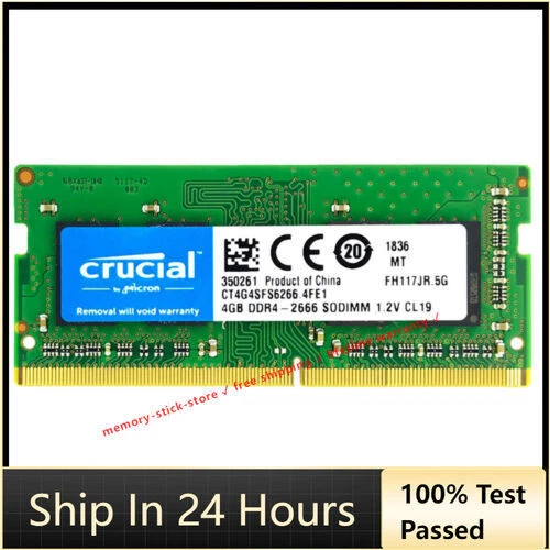 CRUCIAL 4GB DDR4 2666 PC4-21300 Laptop 260-Pin SODIMM Notebook Memory RAM 4G - Image 1 of 4