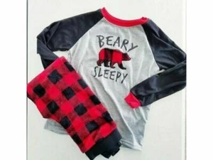 Holiday #FamJams Matching Family Pajamas Kids' Unisex Pajama Set Grey Red Black - Picture 1 of 3
