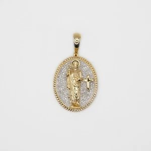 Colgante Saint Jude de diamantes de oro macizo de 14 k - Imagen 1 de 3