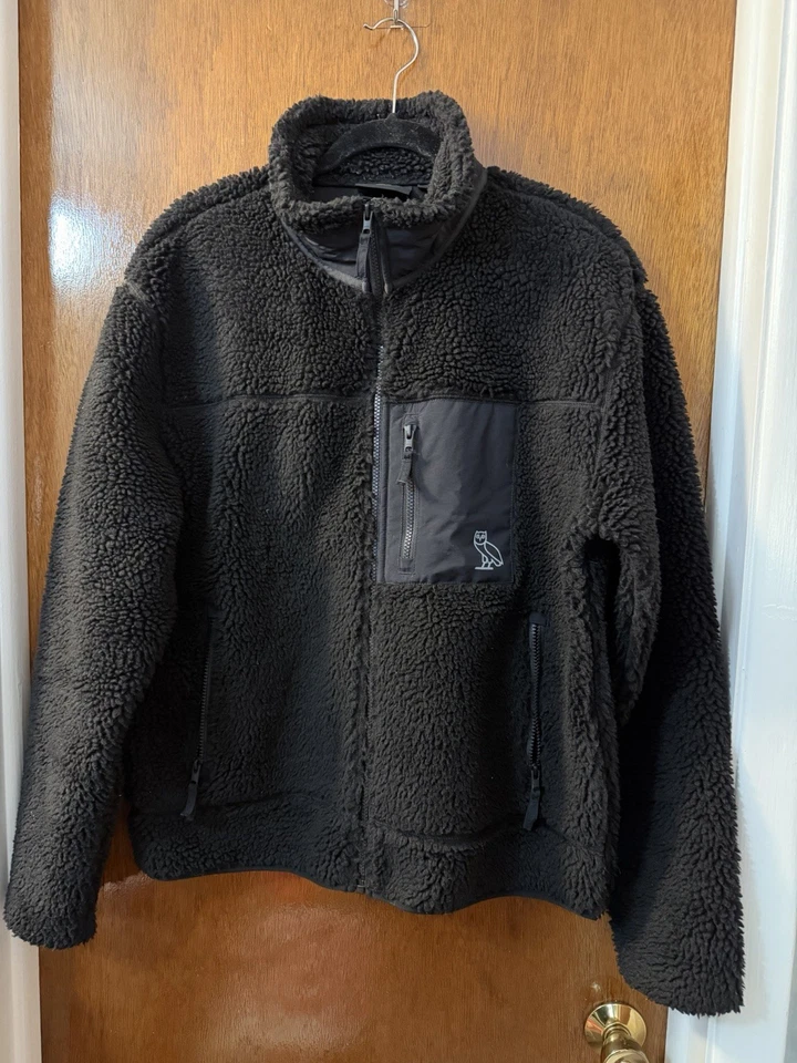 Октябрь очень собственный (OVO) глубокий ворс шерпа флис черная куртка мужчин размер L подержанный - Изображение 1 из 4
