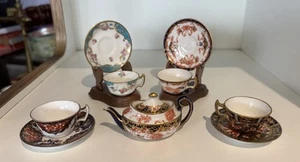 Royal Crown Derby Imari Pattern Miniature Teapot And 4 Cups And Saucers - Picture 1 of 13