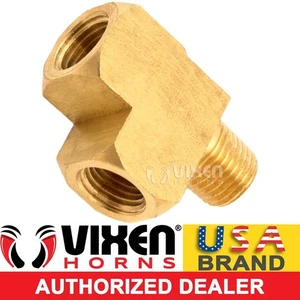 ¼"NPT MALE TO TWO ¼"NPT FEMALE TEE/T/3-WAY BRASS FITTING F/PIPE/TANK VXA7614 - Picture 1 of 2